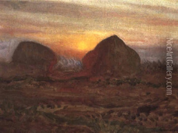 Sunset Oil Painting - Sir George Clausen