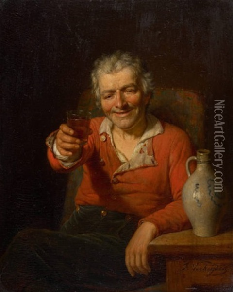L'amateur De Vin Oil Painting - Francois Verheyden