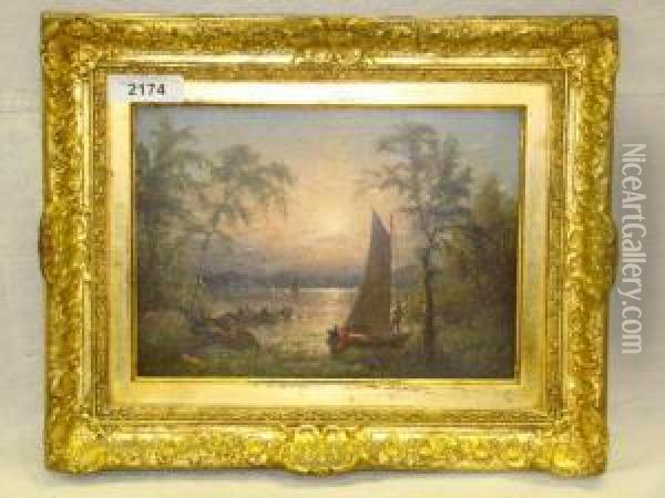 Boating Scene Oil Painting - George A.E., Geo Riecke