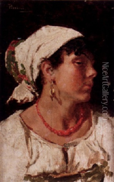 Italiensk Kvinna Oil Painting - Antonio Piccinni