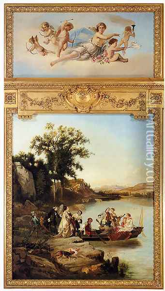 Allegory Of Spring: The Goddess Pomona Surrounded By Putti (or Embarking On A Boat Ride) Oil Painting - Charles Diodore Rahoult