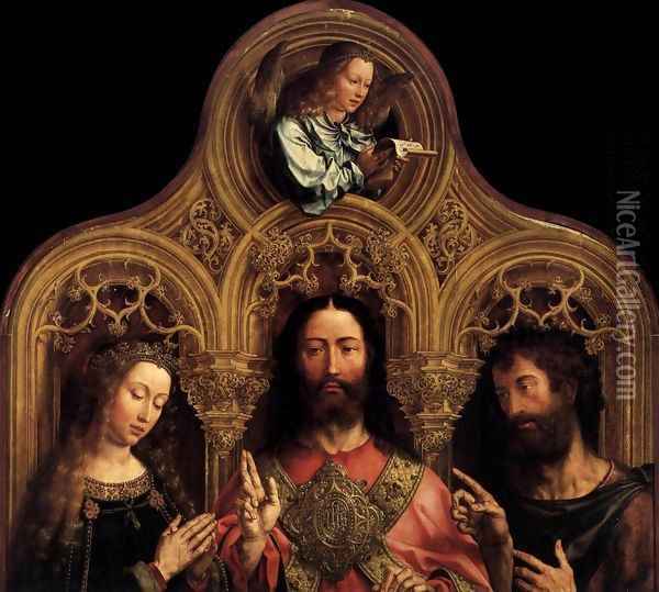 Christ between the Virgin and St John the Baptist Oil Painting - Jan Mabuse