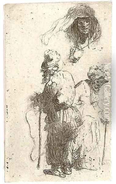 Sheet of Studies Oil Painting - Rembrandt Van Rijn