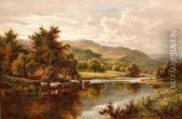 Cattle Watering Oil Painting - Henry Hillier Parker