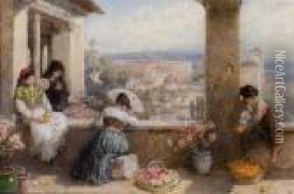 Alhambra Oil Painting - Myles Birket Foster