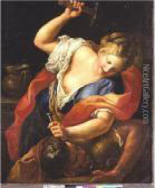Jael And Sisera Oil Painting - Gregorio Lazzarini