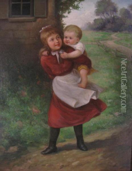Two Figures Oil Painting - James Wells Champney