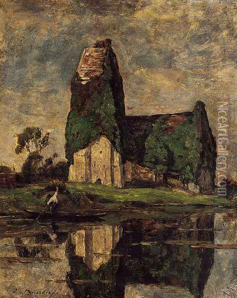 Criqueboeuf, the Church Oil Painting - Eugene Boudin