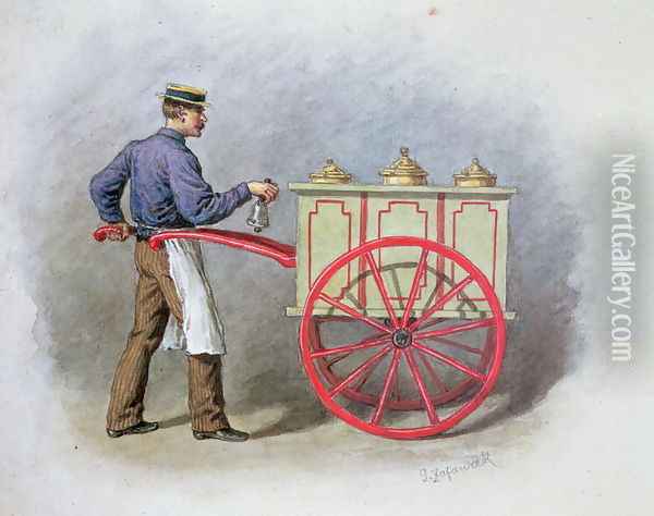 The Ice Cream Seller, 1895 Oil Painting - Gustav Zafaurek