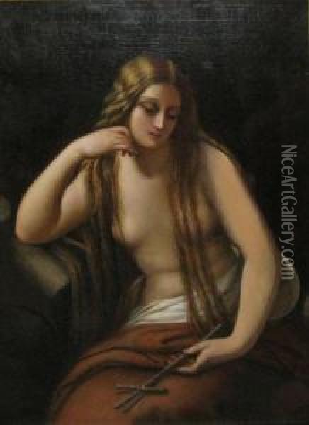 Magdalena In Pestera Oil Painting - C.D. Stahi