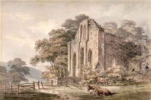 Valle Crucis Abbey Denbighshire North Wales Oil Painting - Thomas Girtin