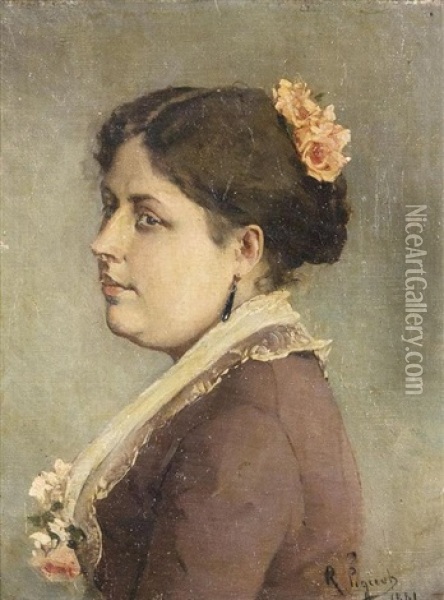 Portrait De Madame Hanotaux Oil Painting - Rodolphe Piguet
