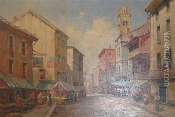 Continental Market Scene Oil Painting - Dennis Ainsley