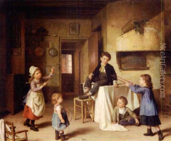 The Playroom Oil Painting - Andre Henri Dargelas