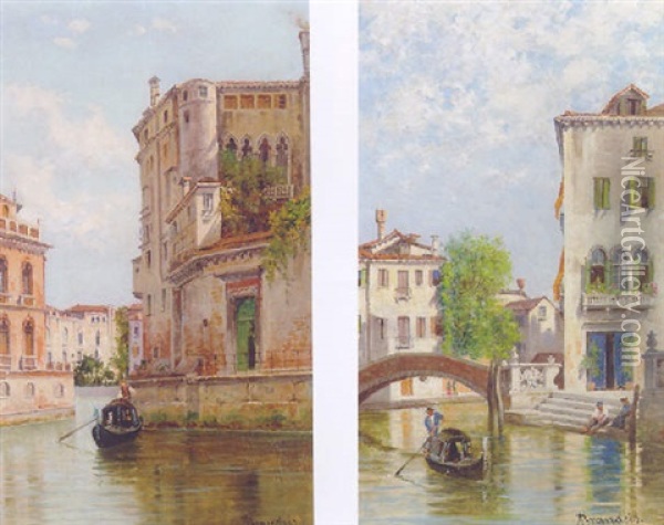 A Gondola On A Venetian Canal Oil Painting - Antonietta Brandeis