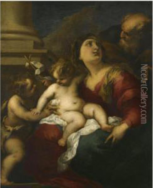 The Holy Family With The Infant St John The Baptist Oil Painting - Valerio Castello