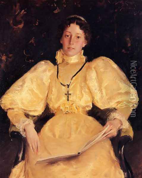 The Golden Lady Oil Painting - William Merritt Chase