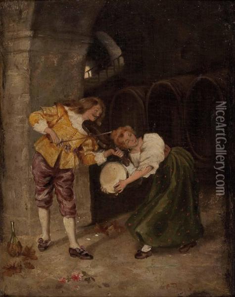Der Tanz Im Weinkeller Oil Painting - C. Bassi