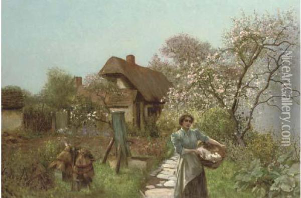 Among The Blossom Oil Painting - Robert Payton Reid