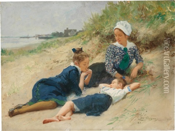 A Summer Day In The Dunes Oil Painting - Hermann Seeger