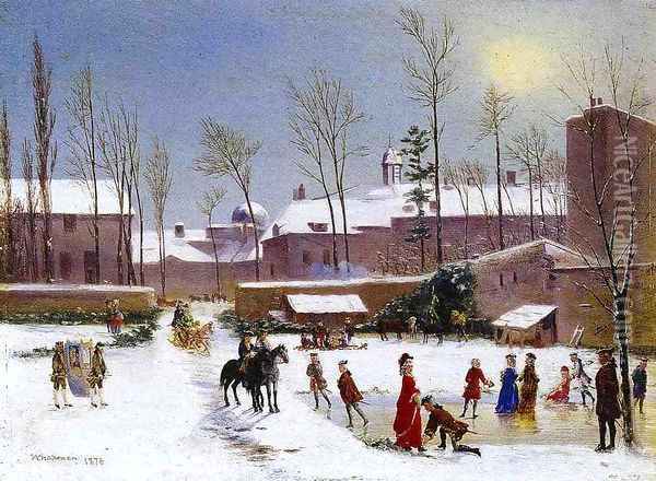 Skating Scene 1876 Oil Painting - Conrad Wise Chapman