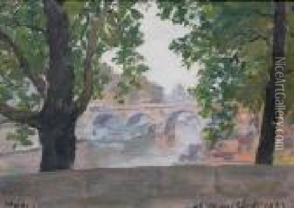 Pont De Paris (1933) Oil Painting - Aleksandr Rubcov