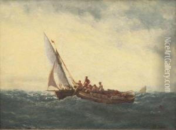 Barque Et Voilier Oil Painting - Joseph Suchet