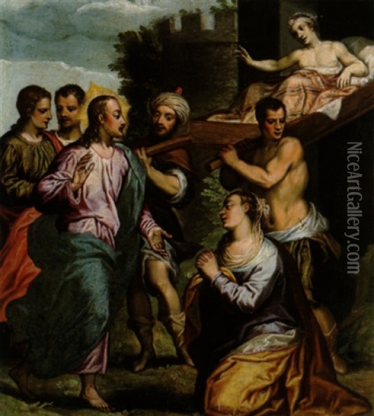 Cristo Risuscita Il Giovane Di Naimo Oil Painting - Andrea (Andrea Vicentino) Michieli