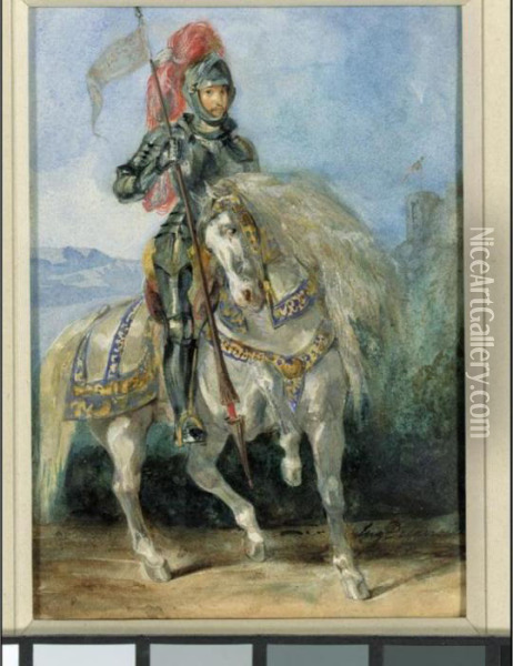 Chevalier En Armure Oil Painting - Eugene Delacroix