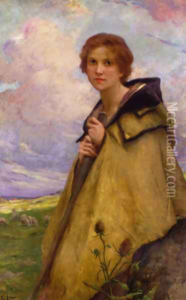 La Bergere (The Shepherdess) Oil Painting - Lenoir Charles Amable