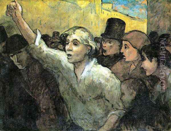 The Uprising c. 1860 Oil Painting - Honore Daumier