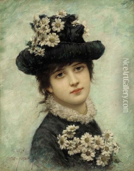 A Young Beauty Oil Painting - Emile Eisman-Semenowsky