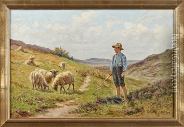 Hirtenknabe Bei Seiner Herde Oil Painting - Emil Carl Lund