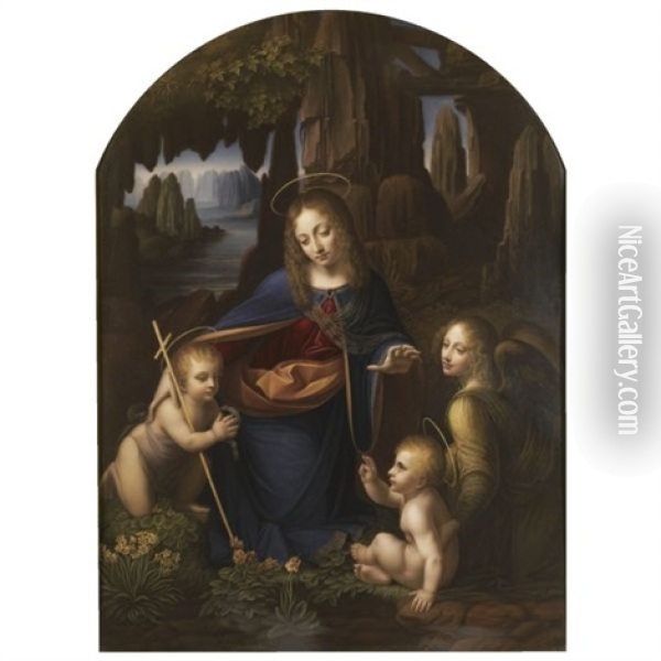 Madonna Of The Rocks (after Leonardo Da Vinci) Oil Painting - Henry Bone