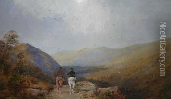 Riders On A Moorland Track Oil Painting - William Edward West
