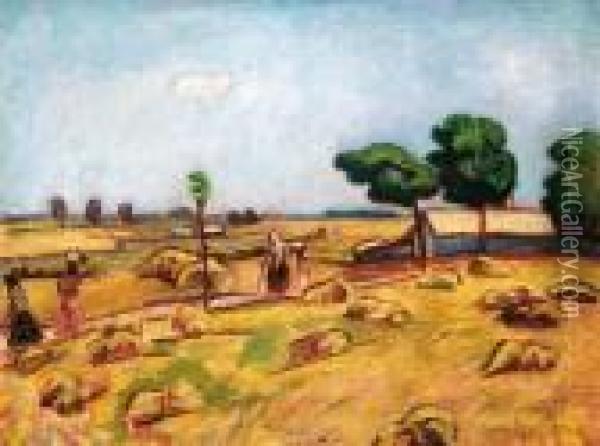 A Summer Day In The Field, Beginning Of The 1910s Oil Painting - Bela Ivanyi Grunwald