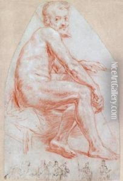 A Study Of A Seated Man Oil Painting - Bernardino Barbatelli Poccetti