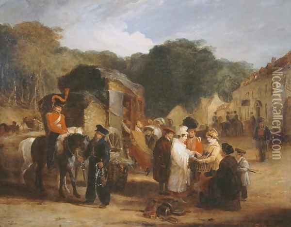The Village of Waterloo Oil Painting - George Jones