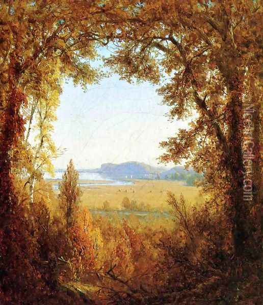 Hook Mountain on the Hudson River Oil Painting - Sanford Robinson Gifford
