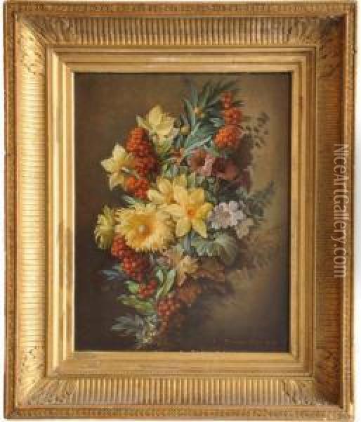 Jetee De Fleurs Et De Baies Oil Painting - Augustin Alexandre Thierriat
