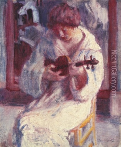 Woman With A Violin Oil Painting - Roderic O'Conor