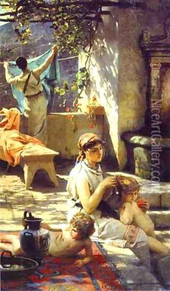 By A Pool 1895 Oil Painting - Henryk Hector Siemiradzki