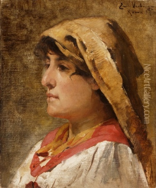 Brustbild Einer Romerin Im Profil Oil Painting - Emile Verbrugge