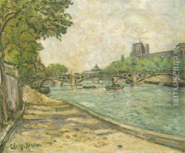 La Seine, Paris Oil Painting - Adolphe Clary-Baroux