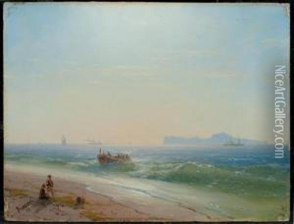 View Of Capri. 1881 Oil Painting - Ivan Konstantinovich Aivazovsky