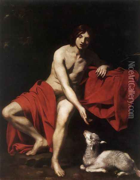 St John the Baptist 1610s Oil Painting - Niccolo Renieri (see Regnier, Nicolas)