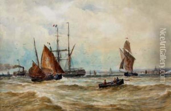 Shipping Off Calais Oil Painting - Thomas Bush Hardy