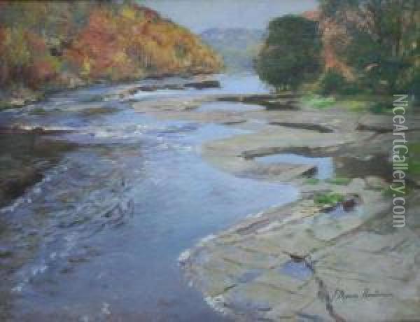 River Landscape Oil Painting - Joseph Henderson