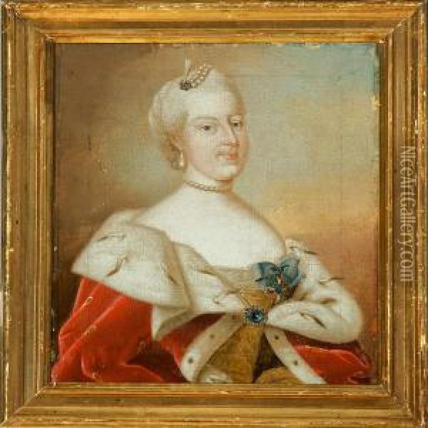 Portrait Of Queen Louise Of Denmark Oil Painting - Peter Wichmann