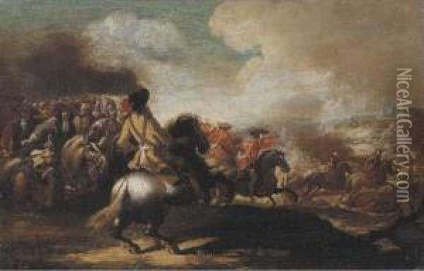 Cavalry Skirmishes Oil Painting - Guglielmo Cortese Il Borgognone